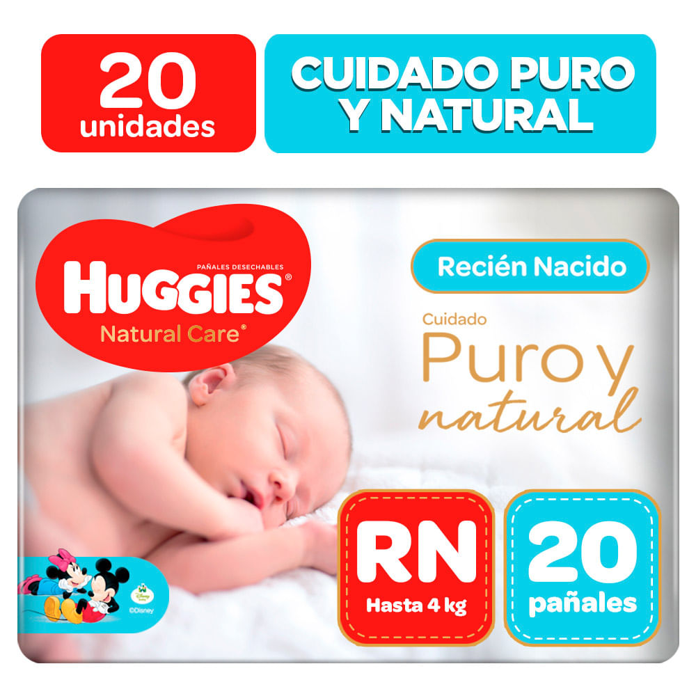 Pañal Huggies Natural Care Recien Nacido - 20 uni - Super La Casita