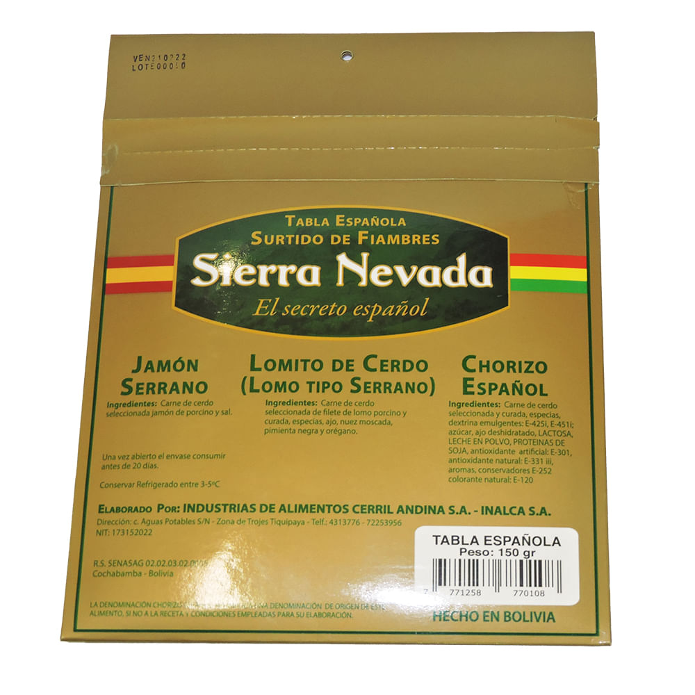 Surtido De Fiambres La Tabla Española Sierra Nevada 150 Gr - IC Norte